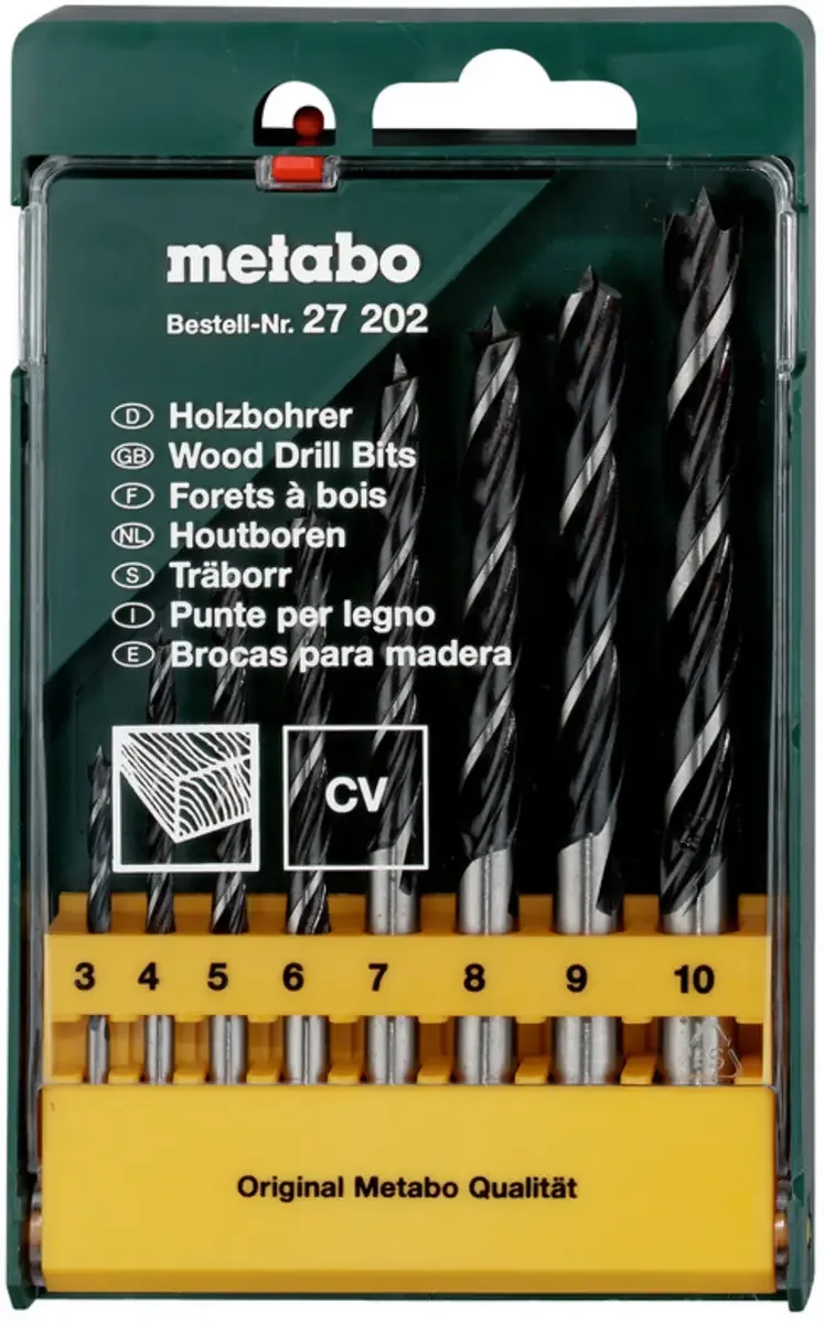 Metabo 627202000 Holz-Spiralbohrer-Set 8teilig 3 mm, 4 mm, 5 mm, 6 mm, 7 mm, 8 mm, 9 mm, 10 mm 1 St. by Metabo – product image