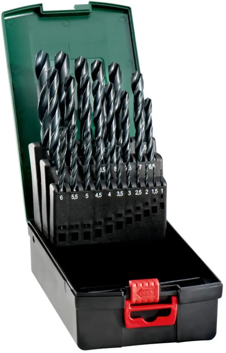 Metabo 627667000 Metall-Spiralbohrer-Set 25teilig 1 mm, 1.5 mm, 2 mm, 2.5 mm, 3 mm, 3.5 mm, 4 mm, 4.5 mm, 5 mm, 5.5 mm, 6 mm, 6.5 mm, 7 mm, 7.5 mm, 8 mm, 8.5 de Metabo – image du produit