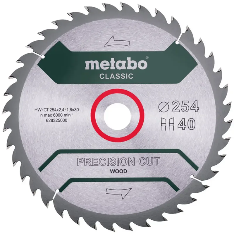 Metabo 628326000 Lame de scie circulaire 254 x 30 x 1.6 mm Nombre de dents: 40 1 pc(s) de Metabo – image du produit