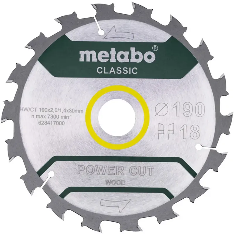 Metabo 628417000 Lame de scie circulaire 190 x 30 mm Nombre de dents: 18 1 pc(s) de Metabo – image du produit