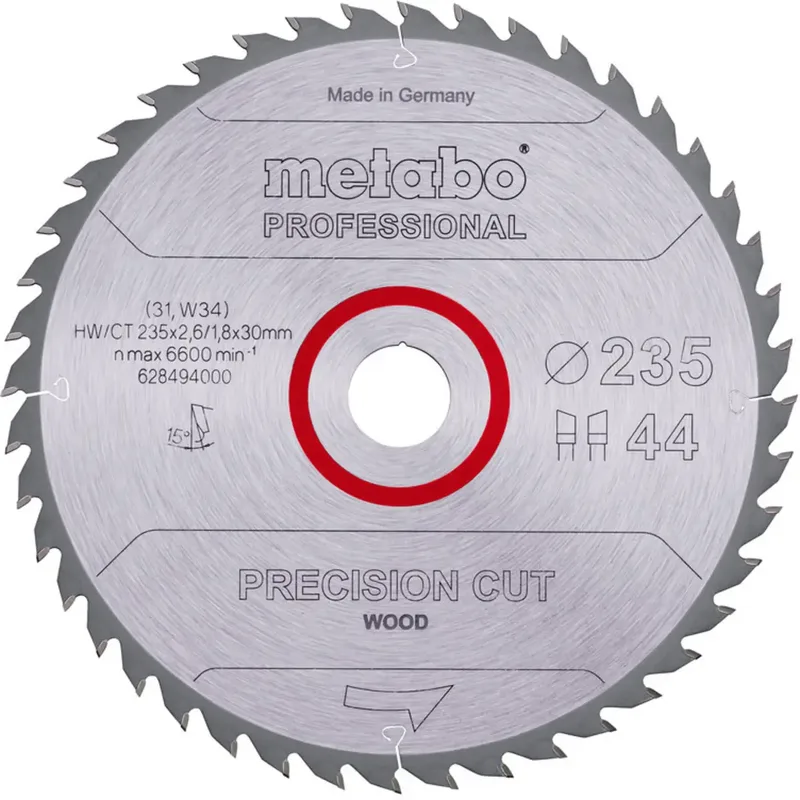 Metabo 628494000 Lame de scie circulaire 235 x 30 x 2.6 mm Nombre de dents: 44 1 pc(s) de Metabo – image du produit