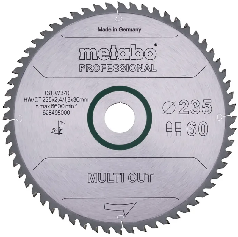 Metabo 628495000 Kreissägeblatt 235 x 30 x 2.4 mm Zähneanzahl: 60 1 St. von Metabo – Produktbild