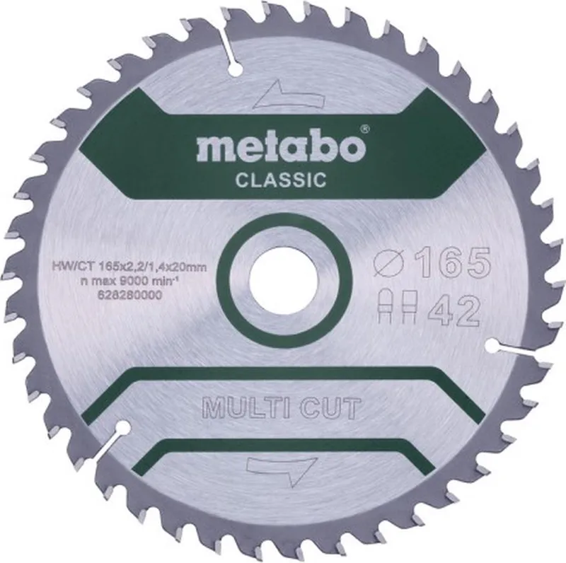 MULTI CUT CLASSIC 628280000 Cirkelzaagblad 165 x 20 x 1.4 mm Aantal tanden: 42 1 stuk(s) by Metabo – product image