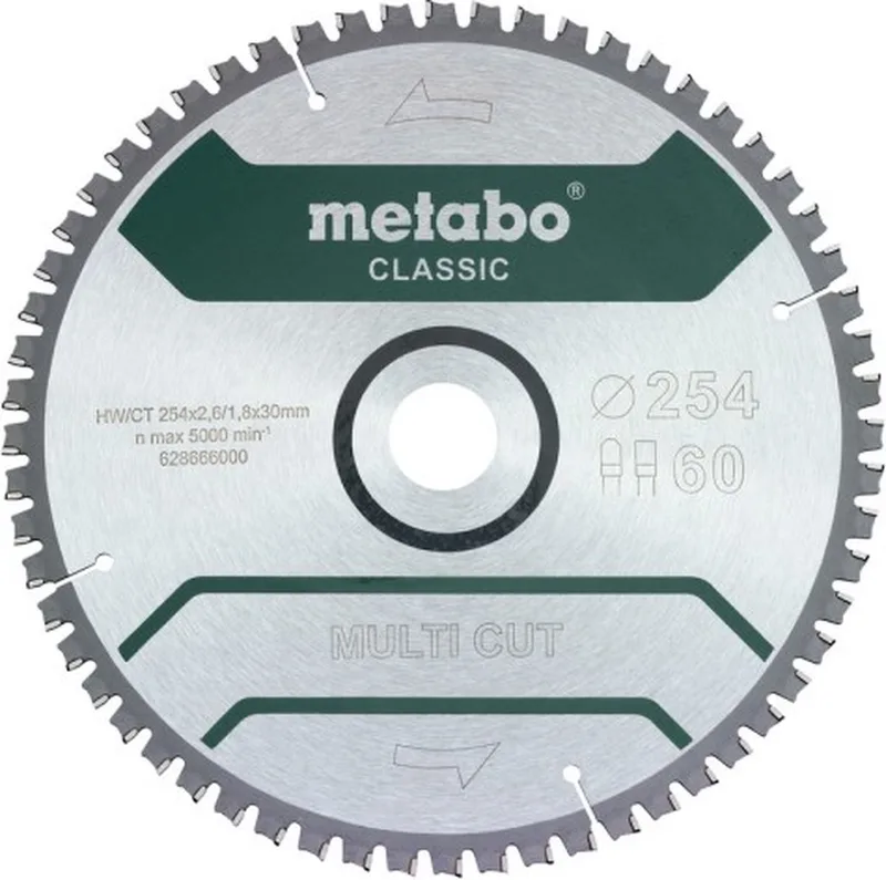 MULTI CUT CLASSIC 628285000 Cirkelzaagblad 254 x 30 x 1.8 mm Aantal tanden: 60 1 stuk(s) van Metabo – productafbeelding