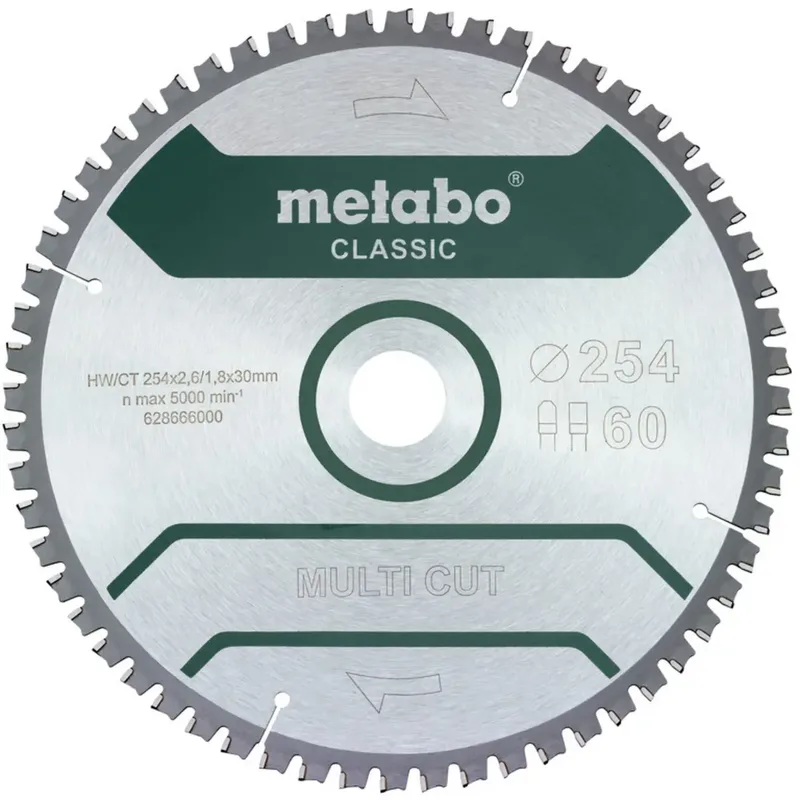 MULTI CUT CLASSIC 628666000 Kreissägeblatt 254 x 30 x 1.8 mm Zähneanzahl: 60 1 St. von Metabo – Produktbild
