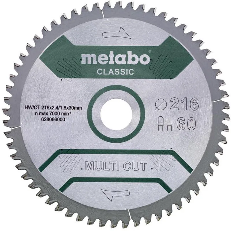 Multi Cut Classic - Cirkelzaagblad - 216mm - 60 Tanden - FZ/TZ Geometrie de Metabo – image du produit 1 sur 2