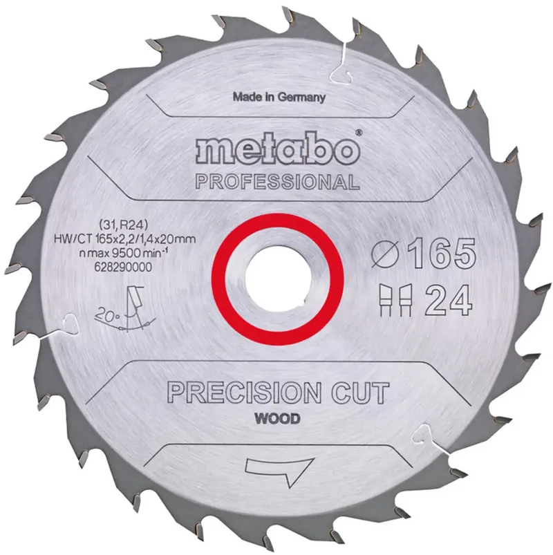 PRECISION CUT WOOD 628290000 Kreissägeblatt 165 x 20 x 1.4 mm Zähneanzahl: 24 1 St. by Metabo – product image