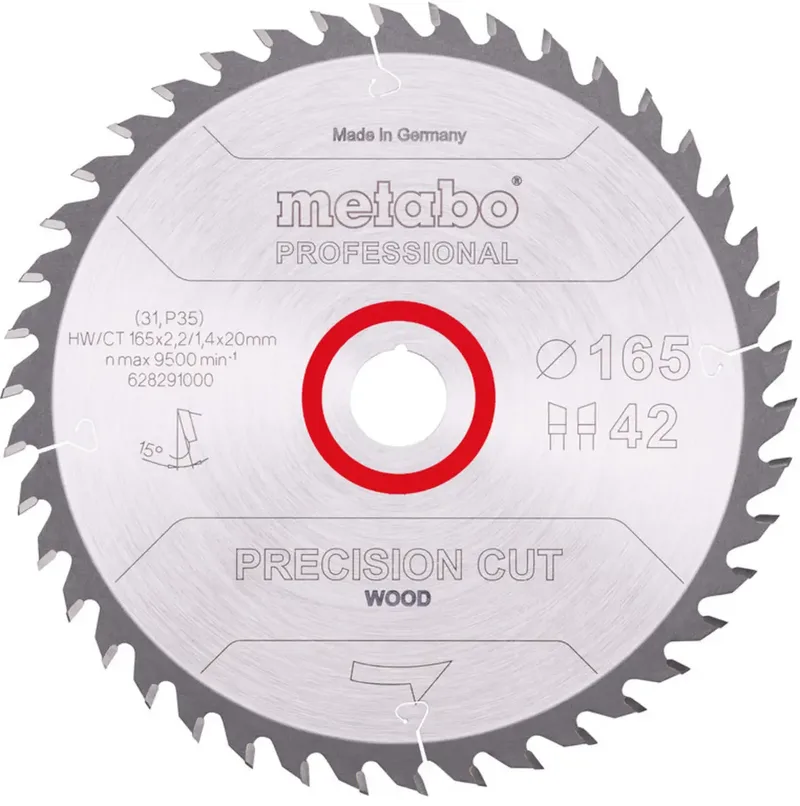 PRECISION CUT WOOD 628291000 Cirkelzaagblad 165 x 20 x 1.4 mm Aantal tanden: 42 1 stuk(s) de Metabo – image du produit