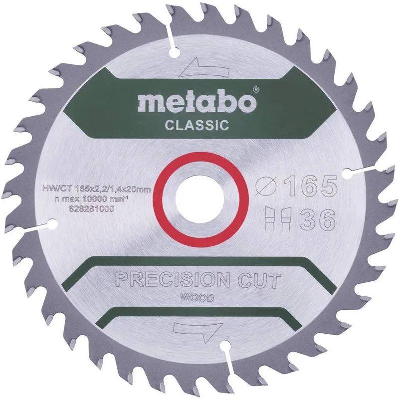 Precision cut Wood - Classic 165X20 Z42 WZ 5° 628027000 Hartmetall Kreissägeblatt 165 x 20 x 1.2 mm Zähneanzahl: 42 1 St. von Metabo – Produktbild