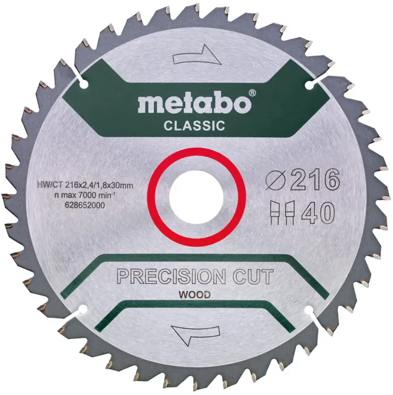 PRECISION CUT WOOD CLASSIC 628652000 Lame de scie circulaire 216 x 30 x 1.8 mm Nombre de dents: 40 1 pc(s) de Metabo – image du produit
