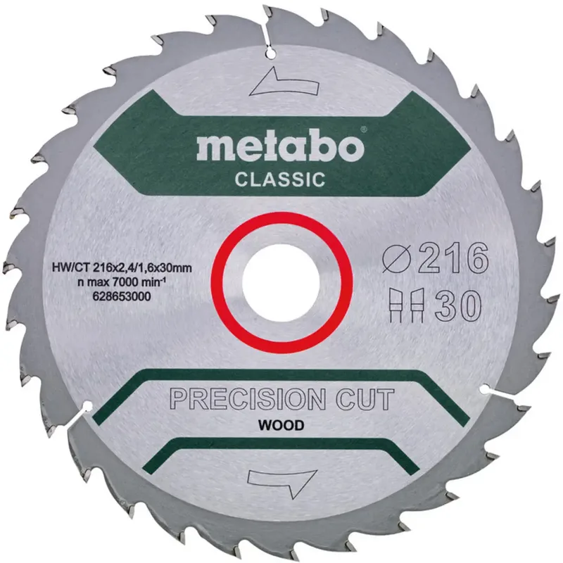 PRECISION CUT WOOD CLASSIC 628653000 Lame de scie circulaire 216 x 30 x 1.6 mm Nombre de dents: 30 1 pc(s) de Metabo – image du produit
