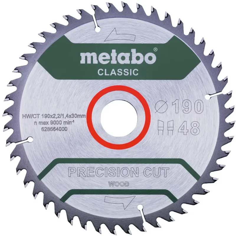 PRECISION CUT WOOD CLASSIC 628664000 Lame de scie circulaire 190 x 30 x 1.4 mm Nombre de dents: 48 1 pc(s) de Metabo – image du produit
