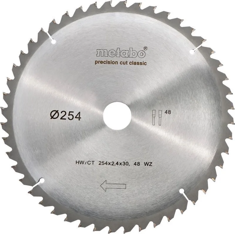 Precision Cut Wood - Classic - Cirkelzaagblad - 254x30mm - 48 tanden by Metabo – product image 1 of 3
