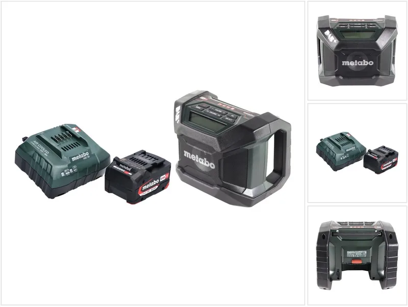 R 12-18 DAB+ BT accu bouwradio 12-18 V DAB+ + 1x accu 4,0 Ah + oplader von Metabo, Grün – Produktbild