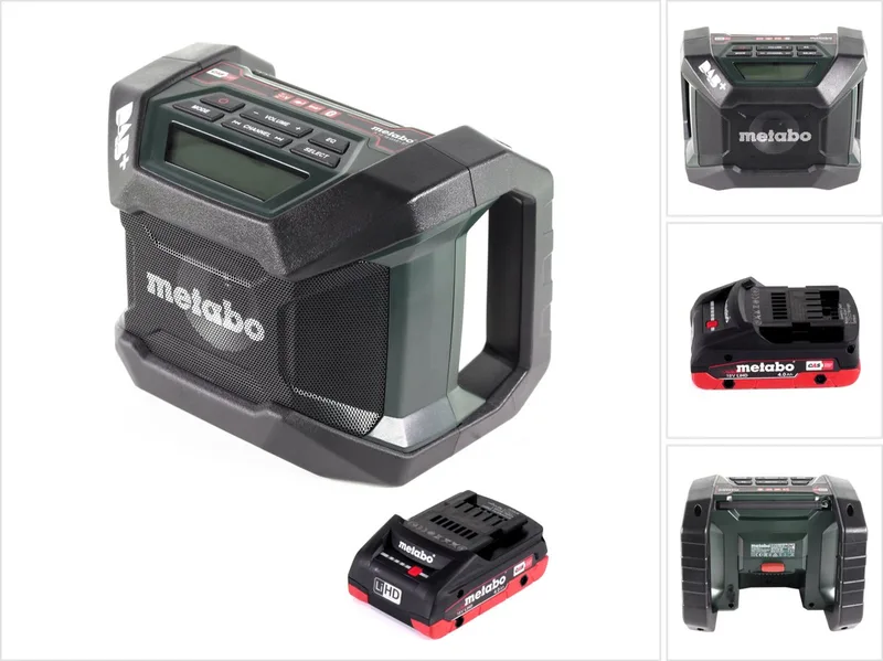 R 12-18 DAB+ BT accu bouwradio 12-18 V DAB+ + 1x LiHD accu 4,0 Ah - zonder oplader van Metabo, Groen – productafbeelding