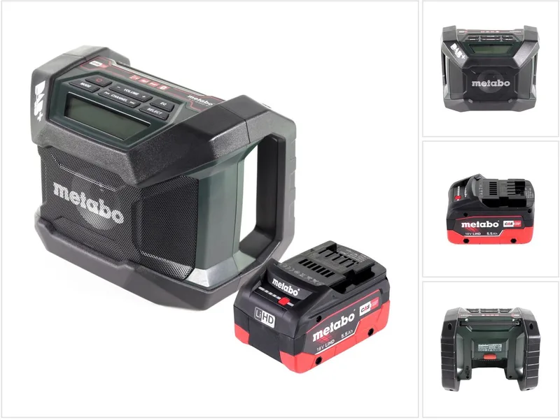 R 12-18 DAB+ BT accu bouwradio 12-18 V DAB+ Bluetooth + 1x accu 5,5 Ah - zonder oplader fra Metabo, Grøn – produktbillede