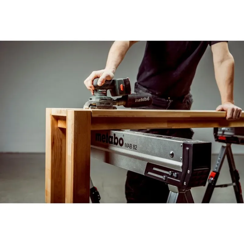 Sägebock Arbeitsbock Set MAB 82, 1180 kg max. Belastbarkeit, (2-St), höhenverstellbare Standbeine, klappbar, Tragegriff für Transport by Metabo, Black, Silver – product image 4 of 6