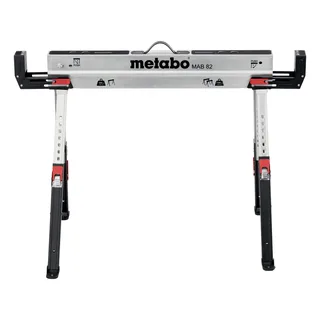 Sägebock Arbeitsbock Set MAB 82, 1180 kg max. Belastbarkeit, (2-St), höhenverstellbare Standbeine, klappbar, Tragegriff für Transport by Metabo, Black, Silver – product image 3 of 6