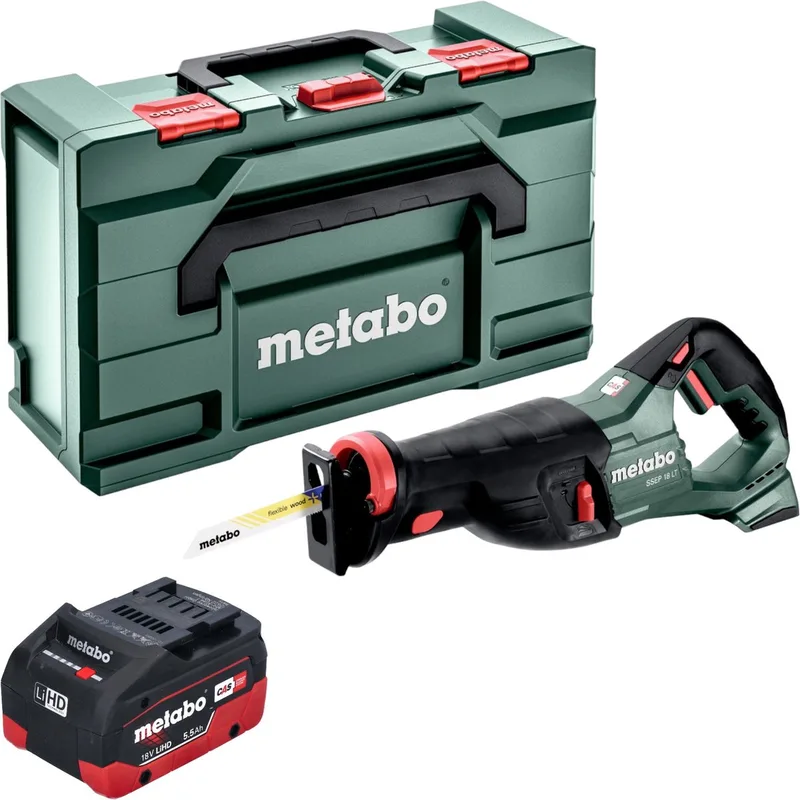 SSEP 18 LT accu-reciprozaag 18 V 32 mm + 1x LiHD accu 5,5 Ah + Metabox - zonder oplader de Metabo – image du produit