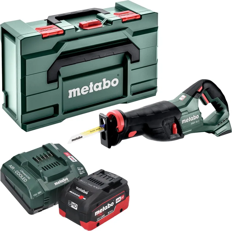 SSEP 18 LT accu reciprozaag 18 V 32 mm + 1x LiHD accu 8.0 Ah + lader + metabox van Metabo – productafbeelding