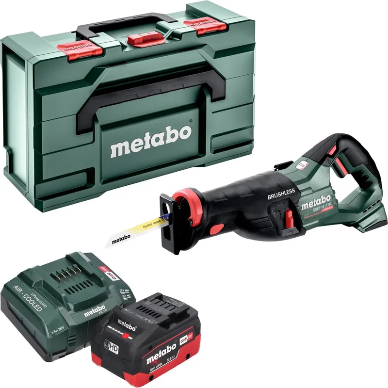 SSEP 18 LT BL accu reciprozaag 18 V 32 mm borstelloos + 1x LiHD accu 5,5 Ah + lader + metabox de Metabo – image du produit
