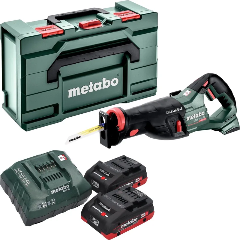 SSEP 18 LT BL accu reciprozaag 18 V 32 mm borstelloos + 2x LiHD accu 4.0 Ah + lader + metabox fra Metabo – produktbillede