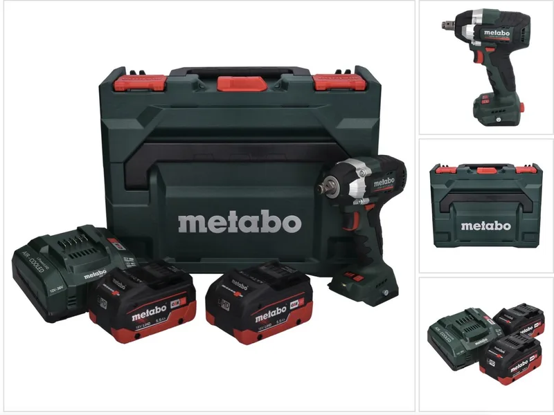 SSW 18 LT 300 BL accu-slagmoersleutel 18 V 300 Nm borstelloos + 2x oplaadbare accu 5,5 Ah + lader + metaBOX van Metabo – productafbeelding