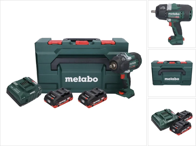 SSW 18 LTX 1450 BL accu-slagmoersleutel 18 V 1450 Nm borstelloos + 2x oplaadbare accu 4.0 Ah + lader + metaBOX de Metabo – image du produit