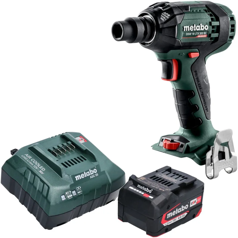 SSW 18 LTX 300 BL accu-slagmoersleutel 18 V 300 Nm 1/2" borstelloos + 1x accu 4,0 Ah + oplader von Metabo – Produktbild