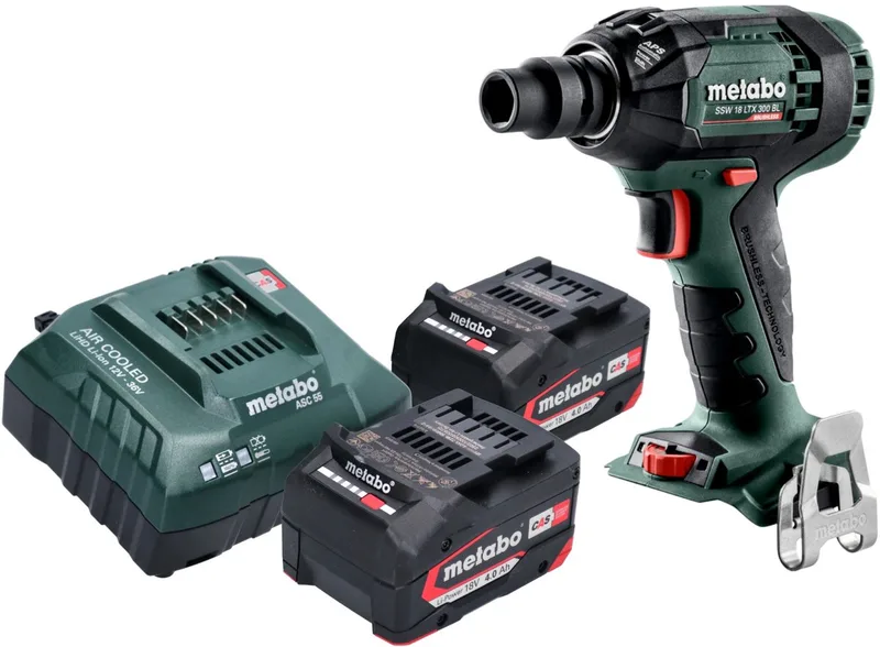 SSW 18 LTX 300 BL accu-slagmoersleutel 18 V 300 Nm 1/2" borstelloos + 2x accu 4,0 Ah + oplader von Metabo – Produktbild