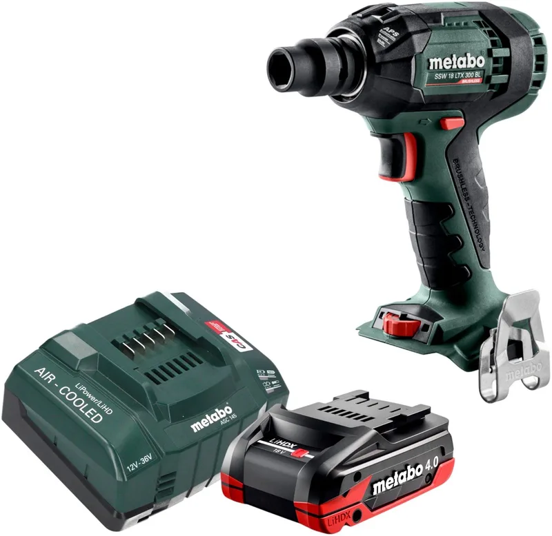 SSW 18 LTX 300 BL accu-slagmoersleutel 18 V 300 Nm 1/2" borstelloos + 1x LiHDX accu 4,0 Ah + oplader van Metabo – productafbeelding