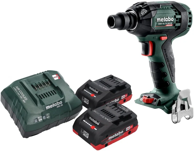 SSW 18 LTX 300 BL accu-slagmoersleutel 18 V 300 Nm 1/2" borstelloos + 2x LiHD-accu 4,0 Ah + oplader de Metabo – image du produit