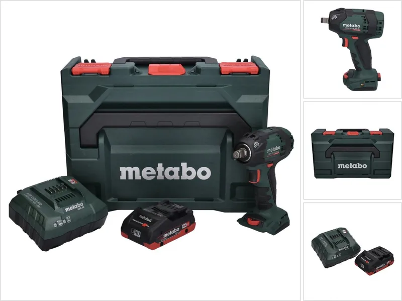 SSW 18 LTX 300 BL accu-slagmoersleutel 18 V 300 Nm 1/2" borstelloos + 1x accu 4,0 Ah + oplader + metaBOX fra Metabo – produktbillede