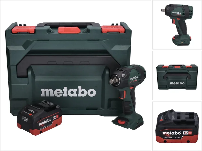 SSW 18 LTX 300 BL accu-slagmoersleutel 18 V 300 Nm 1/2" borstelloos + 1x accu 5,5 Ah + metaBOX - zonder oplader de Metabo – image du produit