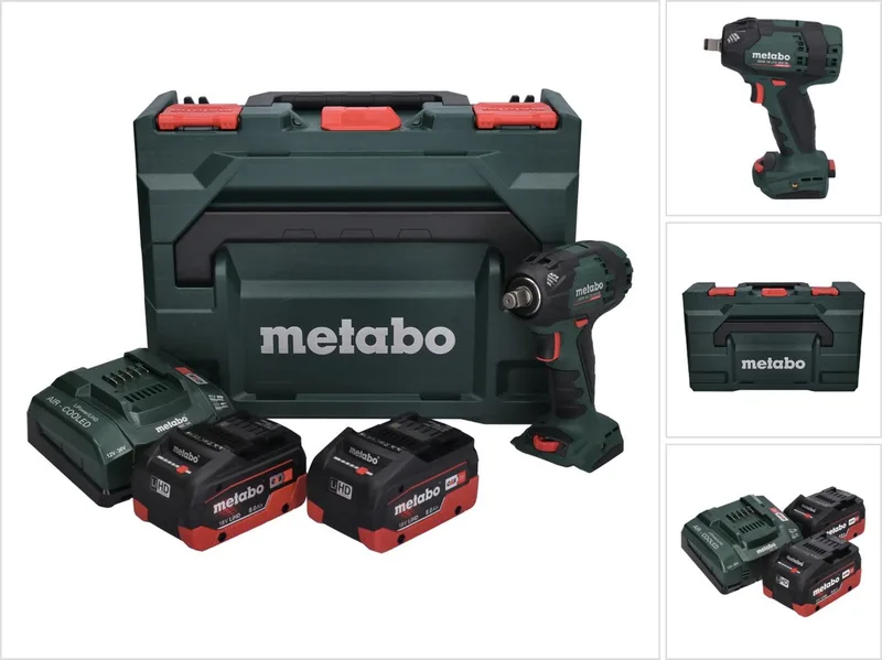 SSW 18 LTX 300 BL accu-slagmoersleutel 18 V 300 Nm 1/2" borstelloos + 2x accu 8,0 Ah + oplader + metaBOX de Metabo – image du produit