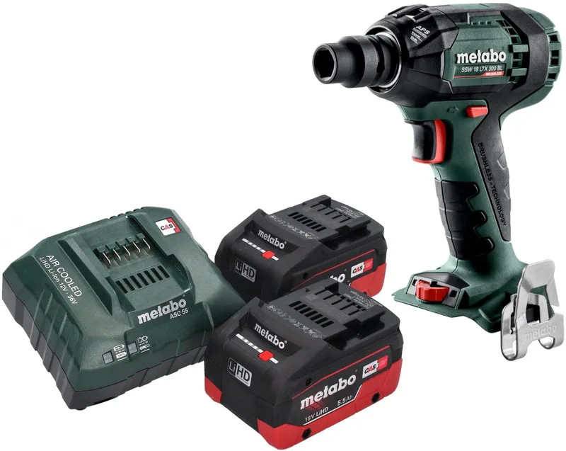 SSW 18 LTX 300 BL accu-slagmoersleutel 18 V 300 Nm 1/2" borstelloos + 2x LiHD accu 5,5 Ah + oplader by Metabo – product image