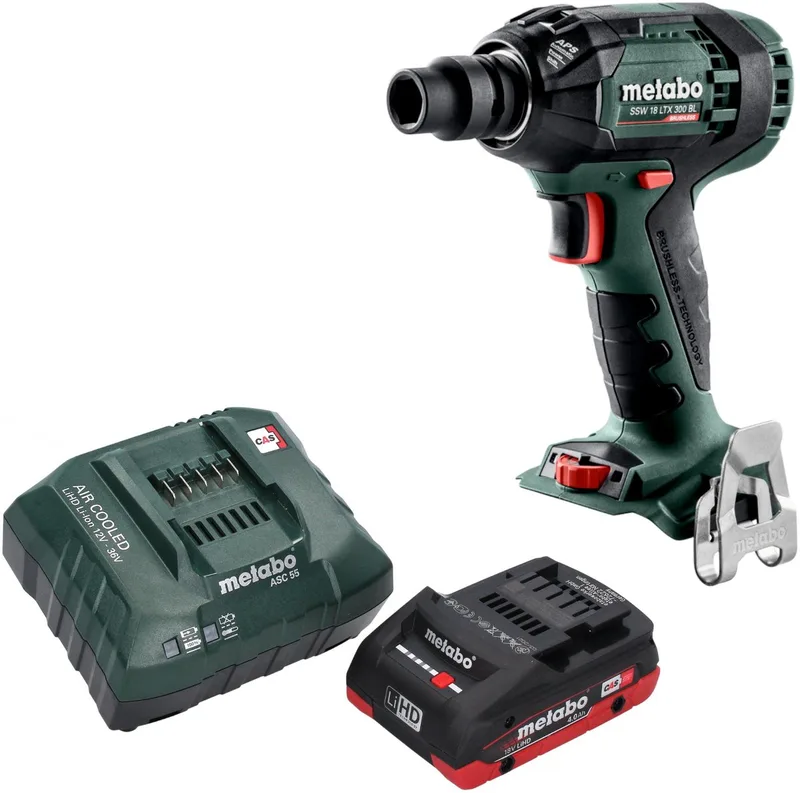 SSW 18 LTX 300 BL accu-slagschroevendraaier 18 V 300 Nm 1/2" borstelloos + 1x LiHD-accu 4,0 Ah + oplader von Metabo – Produktbild