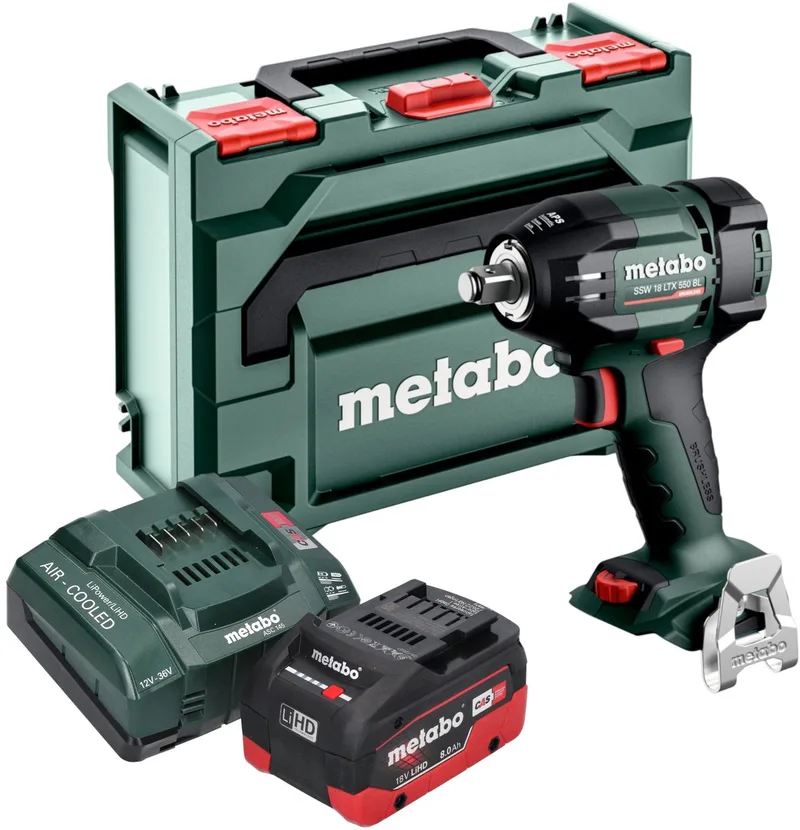 SSW 18 LTX 550 BL accu-slagmoersleutel 18 V 550 Nm borstelloos + 1x LiHD-accu 8,0 Ah + oplader + metaBOX de Metabo – image du produit