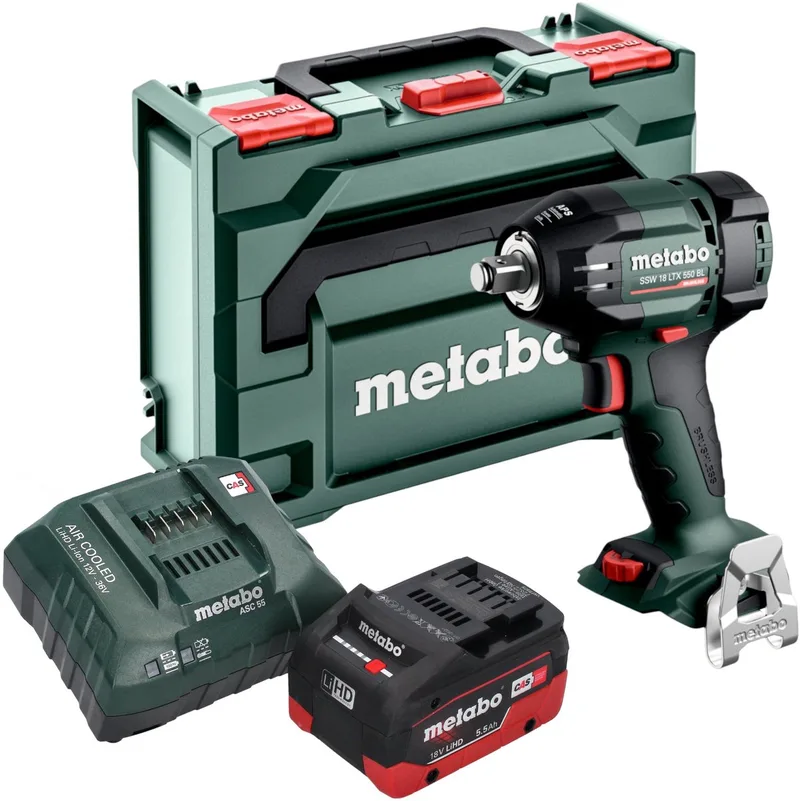 SSW 18 LTX 550 BL accu-slagmoersleutel 18 V 550 Nm borstelloos + 1x LiHD-accu 5,5 Ah + oplader + metaBOX fra Metabo – produktbillede