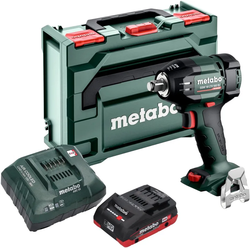 SSW 18 LTX 550 BL accu-slagmoersleutel 18 V 550 Nm borstelloos + 1x LiHD-accu 4,0 Ah + oplader + metaBOX de Metabo – image du produit