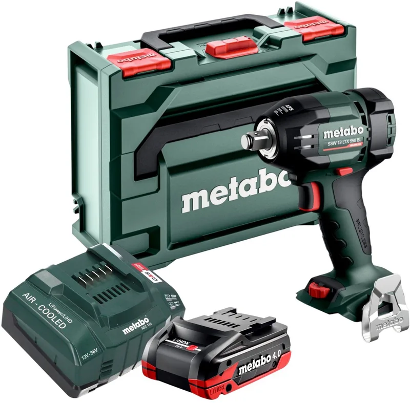 SSW 18 LTX 550 BL accu-slagmoersleutel 18 V 550 Nm borstelloos + 1x LiHDX accu 4,0 Ah + oplader + metaBOX de Metabo – image du produit