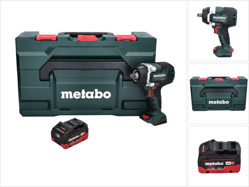 SSW 18 LTX 800 BL accu-slagmoersleutel 18 V 800 Nm 1/2" borstelloos + 1x accu 8,0 Ah + metaBOX - zonder oplader de Metabo – image du produit