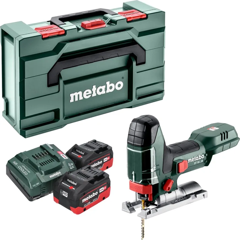 ST 18 L 90 accu-decoupeerzaag 18 V 90 mm + 2x LiHD-accu 5,5 Ah + oplader + Metabox de Metabo – image du produit