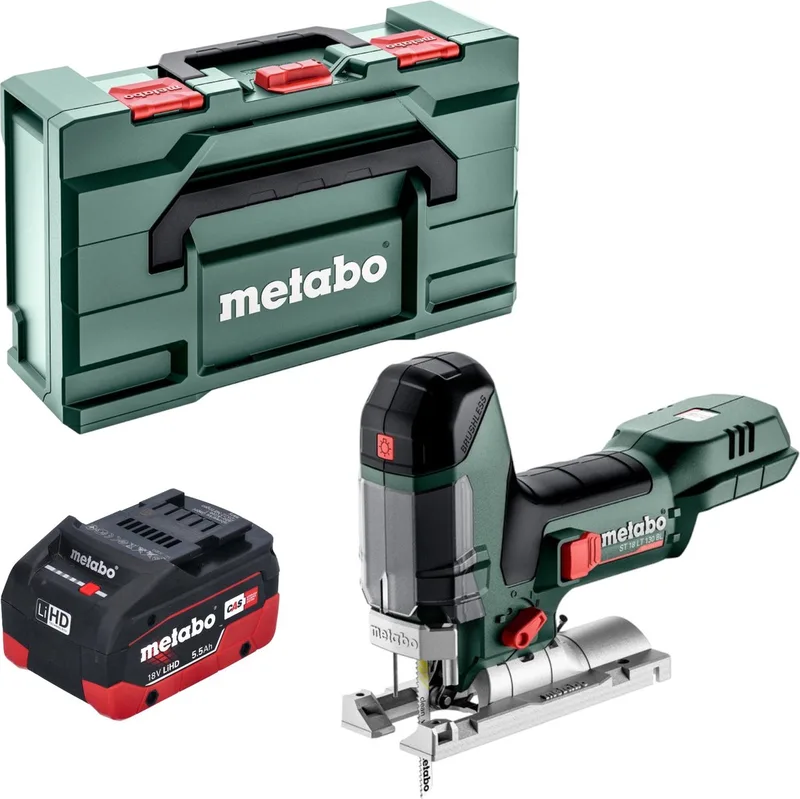 ST 18 LT 130 BL accu-decoupeerzaag 18 V 130 mm borstelloos + 1x LiHD-accu 5,5 Ah + Metabox - zonder oplader de Metabo – image du produit