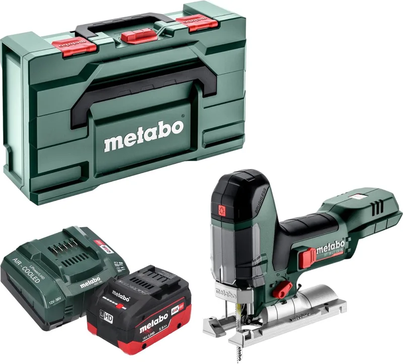 ST 18 LT 130 BL accu-decoupeerzaag 18 V 130 mm borstelloos + 1x LiHD-accu 5,5 Ah + oplader + Metabox de Metabo – image du produit