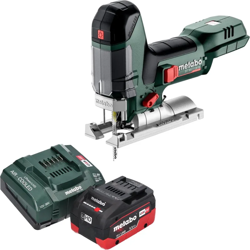 ST 18 LT 130 BL accudecoupeerzaag 18 V 130 mm borstelloos + 1x LiHD accu 5,5 Ah + lader de Metabo – image du produit