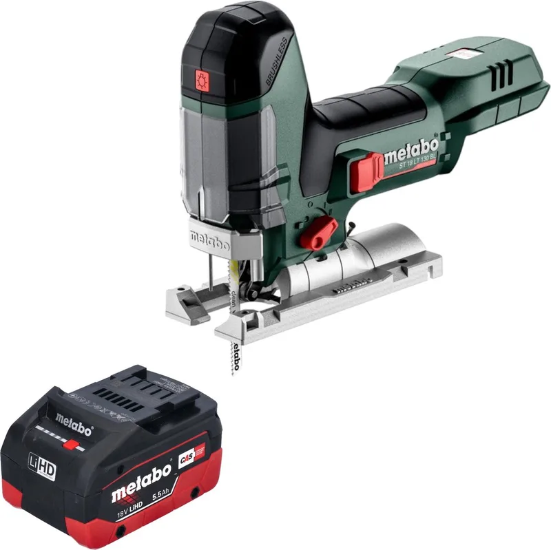 ST 18 LT 130 BL accudecoupeerzaag 18 V 130 mm borstelloos + 1x LiHD accu 5,5 Ah - zonder oplader de Metabo – image du produit