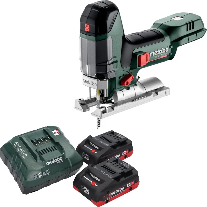 ST 18 LT 130 BL accudecoupeerzaag 18 V 130 mm borstelloos + 2x LiHD accu 4.0 Ah + lader de Metabo – image du produit
