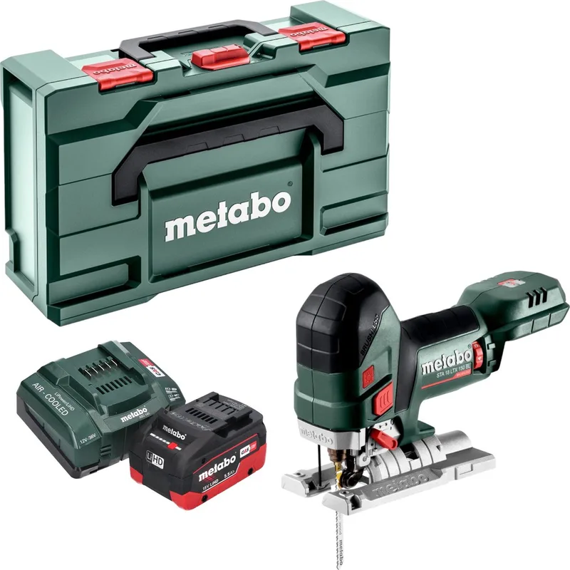 STA 18 LTX 150 BL accu-decoupeerzaag 18 V 150 mm borstelloos + 1x LiHD-accu 5,5 Ah + oplader + Metabox de Metabo – image du produit