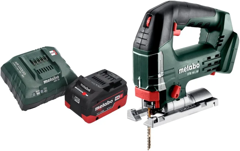 STB 18 L 90 accu-decoupeerzaag 18 V 90 mm + 1x LiHD accu 5,5 Ah + acculader de Metabo – image du produit